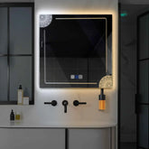Specchio LED Quadrato | Pulsanti touch | Funzione anti-appannamento | Temperatura di colore regolabile - Reyze Serie Good Vibes Modello 7